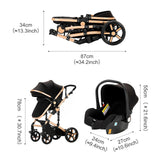 Barnevogn, 3 i 1 Design, Høj Landskab, 588-Black