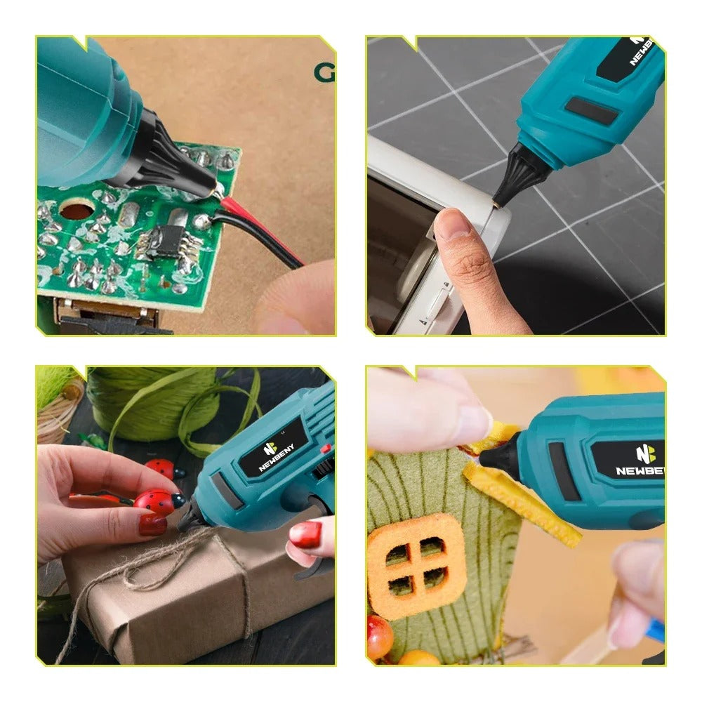 Trådløs elektrisk varm lim pistol, 100W effekt, genopladelig til Makita 18V batteri., 2 Batteri EU-stik